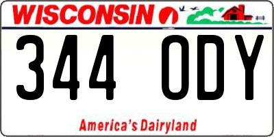 WI license plate 344ODY