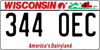 WI license plate 344OEC