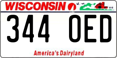 WI license plate 344OED