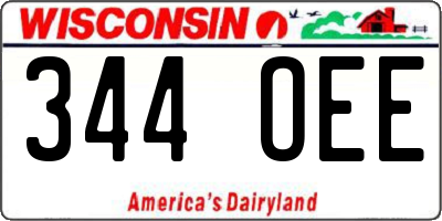WI license plate 344OEE