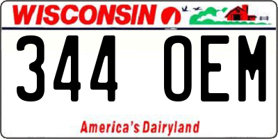 WI license plate 344OEM