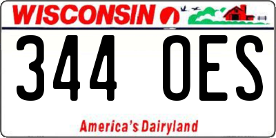 WI license plate 344OES