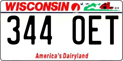 WI license plate 344OET
