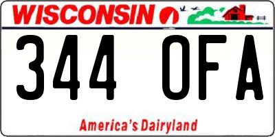 WI license plate 344OFA