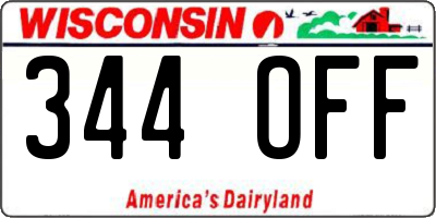 WI license plate 344OFF
