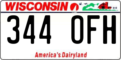 WI license plate 344OFH