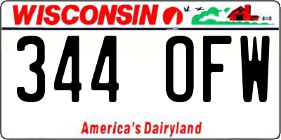 WI license plate 344OFW