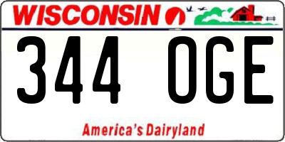 WI license plate 344OGE