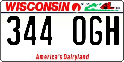 WI license plate 344OGH