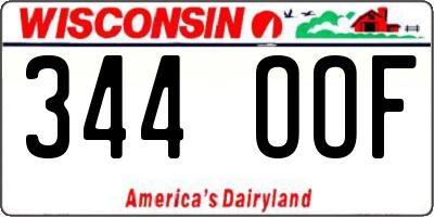 WI license plate 344OOF