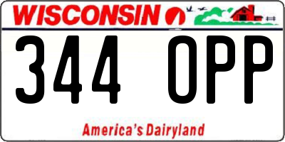 WI license plate 344OPP