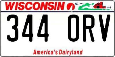 WI license plate 344ORV