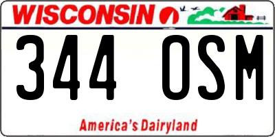 WI license plate 344OSM