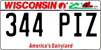 WI license plate 344PIZ