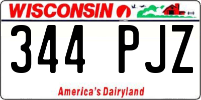 WI license plate 344PJZ