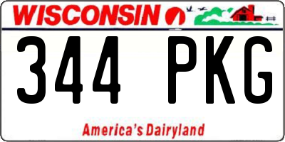 WI license plate 344PKG