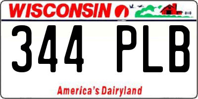 WI license plate 344PLB