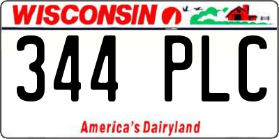 WI license plate 344PLC