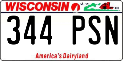 WI license plate 344PSN