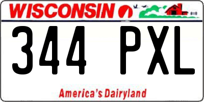 WI license plate 344PXL