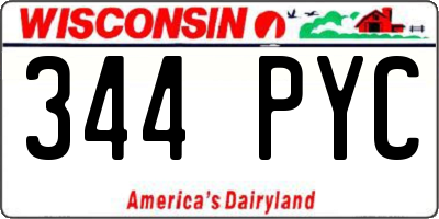 WI license plate 344PYC