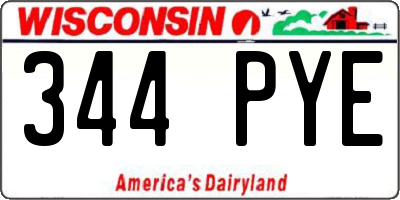 WI license plate 344PYE
