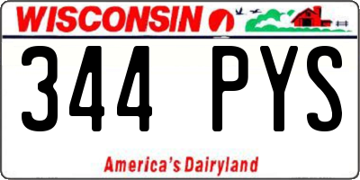 WI license plate 344PYS
