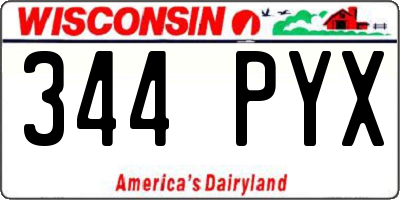 WI license plate 344PYX