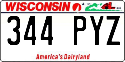 WI license plate 344PYZ