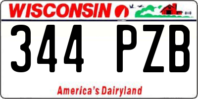 WI license plate 344PZB
