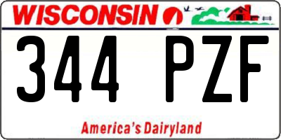 WI license plate 344PZF