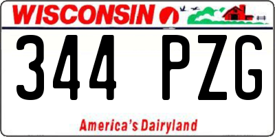 WI license plate 344PZG