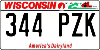 WI license plate 344PZK