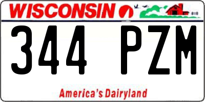 WI license plate 344PZM