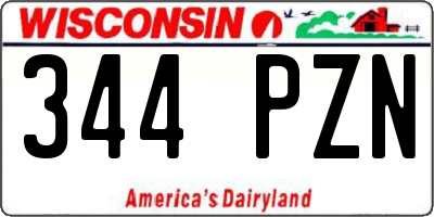 WI license plate 344PZN