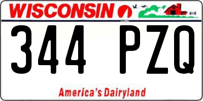 WI license plate 344PZQ