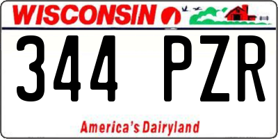 WI license plate 344PZR