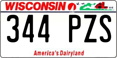 WI license plate 344PZS