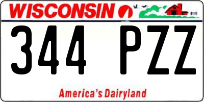 WI license plate 344PZZ