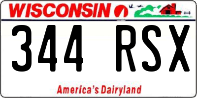 WI license plate 344RSX