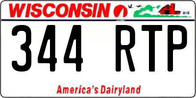 WI license plate 344RTP