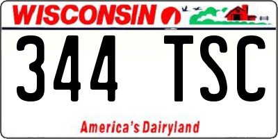 WI license plate 344TSC