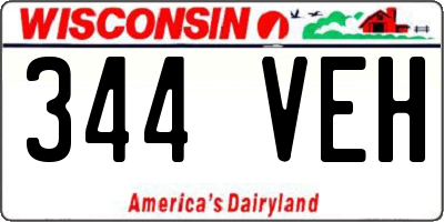 WI license plate 344VEH