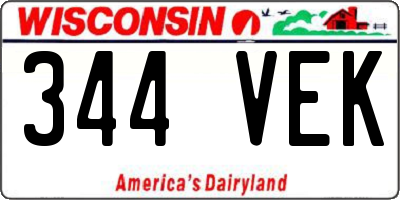 WI license plate 344VEK