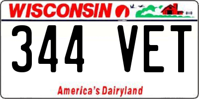 WI license plate 344VET