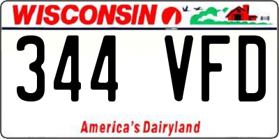 WI license plate 344VFD