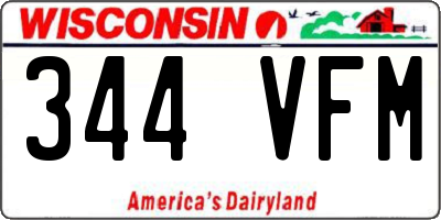 WI license plate 344VFM