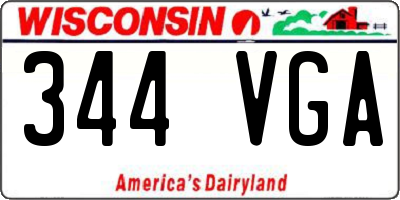WI license plate 344VGA