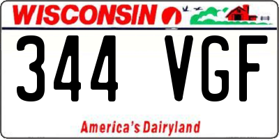 WI license plate 344VGF