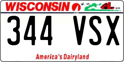 WI license plate 344VSX